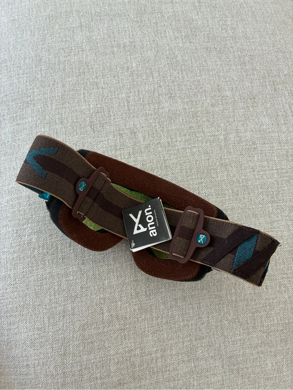 Teal Brown Strap Blue Lens Snow/Ski Goggles
